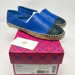 Tory Burch Colorblock Flat Espadrille 7.5 Jelly Blue‎ Tory Navy 51158649
